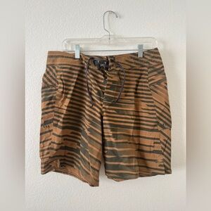 lululemon athletica Brown and green Striped Men's Swim Shorts